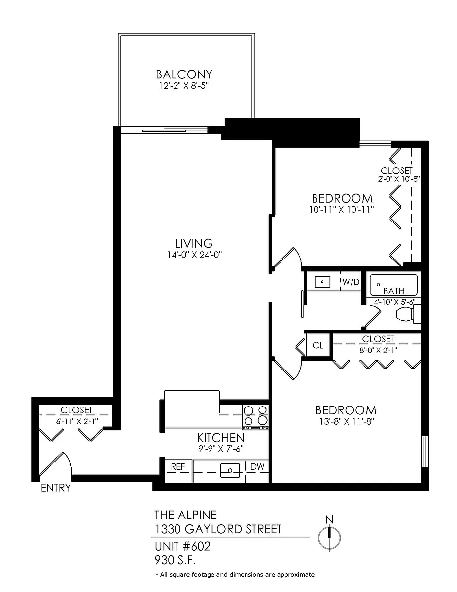 Floor plan Two Bed - One Bath