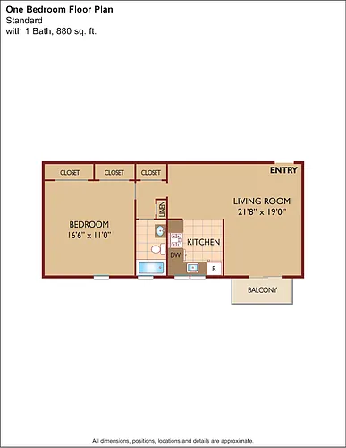 Floor plan $1.90/sq.ft. - One Bedroom