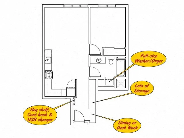 Floor plan 3233 Bldg - 1 bed 1 bath - B5