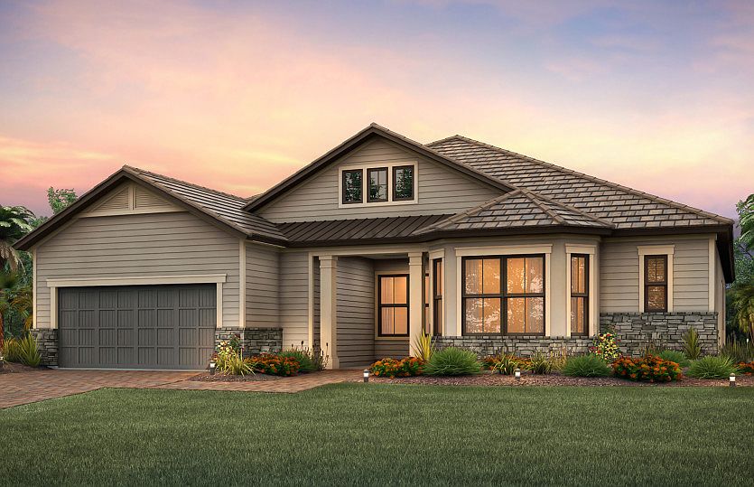 Exterior LC2B with bay window and stone detail