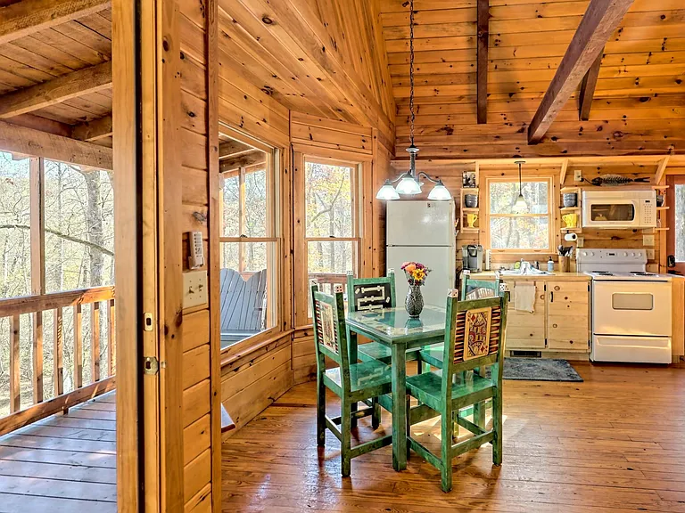 Dining area and kitchen from the backdoor