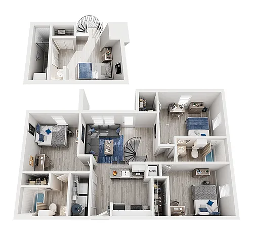 Floor plan 3 Bed x 3 Bath Loft