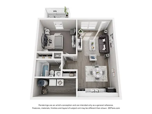 Floor plan 1 Bed 1 Bath