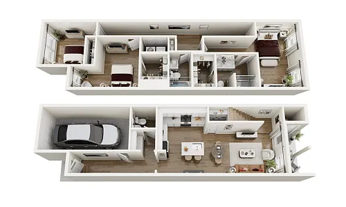 Floor plan Three Bedroom Townhome
