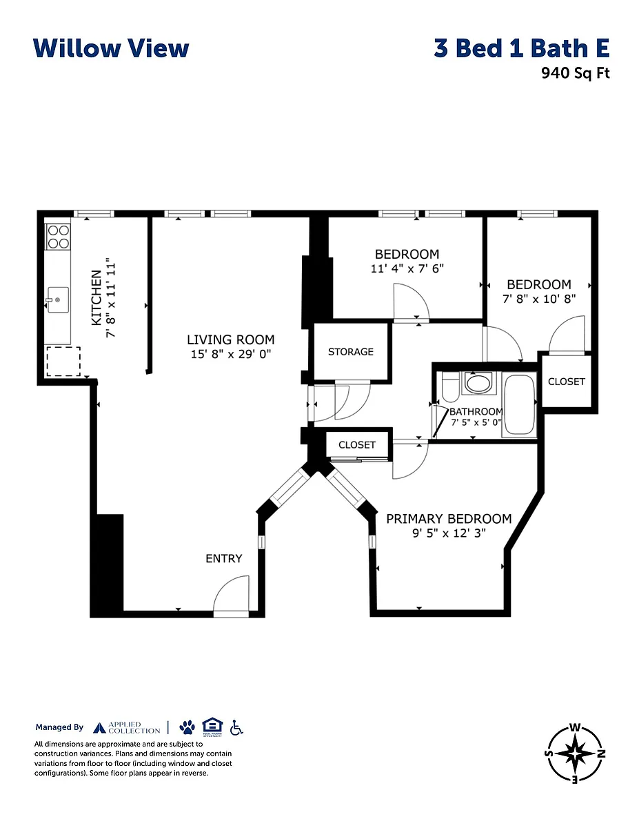 Floor plan 3 Bed 1 Bath E