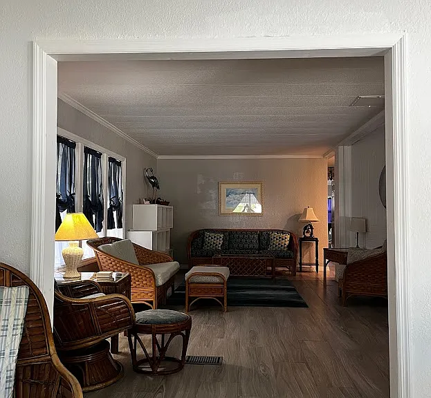 Looking into the living room from the sunroom