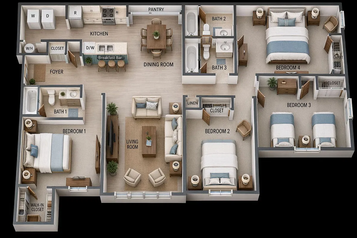 Floor plan Four Bedroom