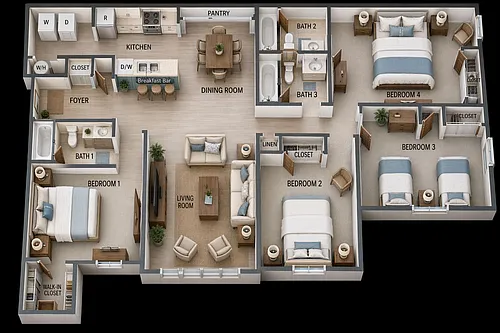 Floor plan Four Bedroom