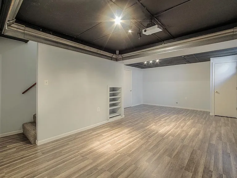 Movie night is easy with a ceiling mounted projector.
