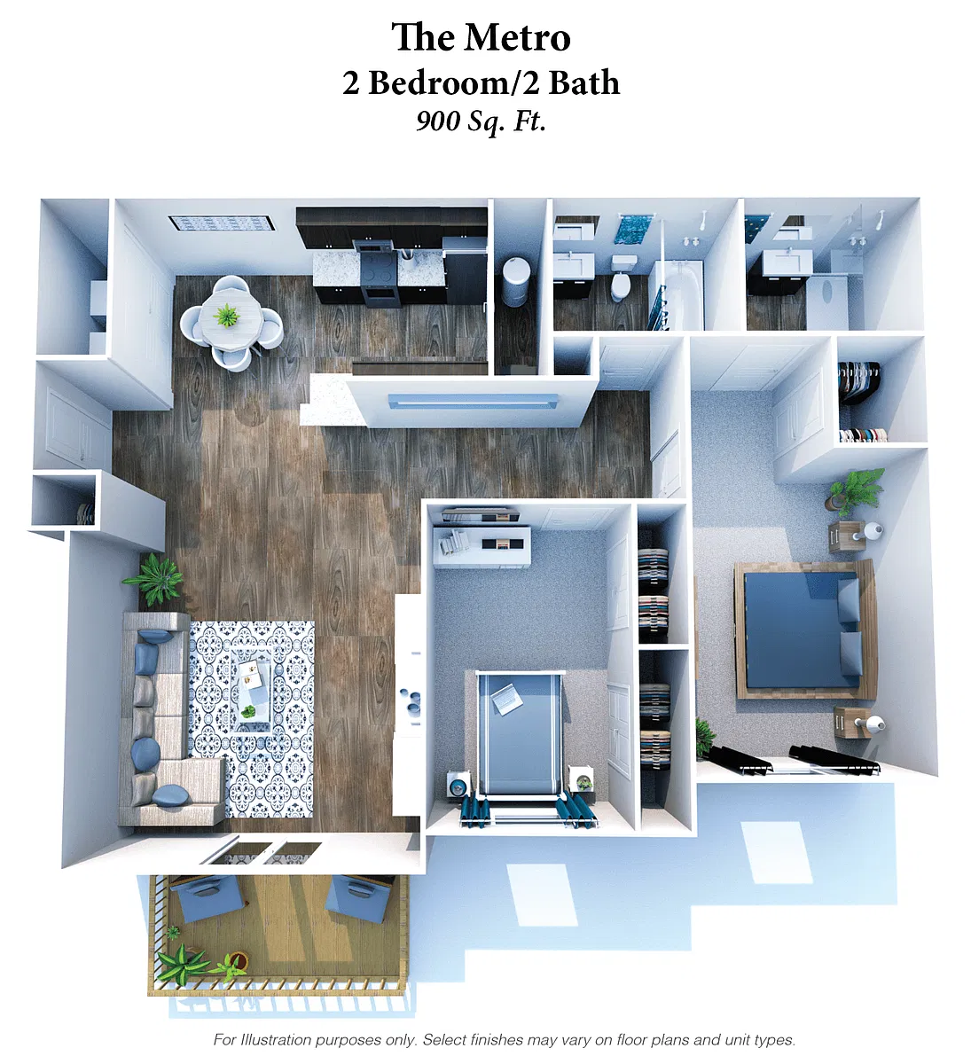 Floor plan The Metro: Two Bedroom, Two Bathroom