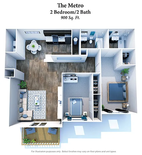 Floor plan The Metro: Two Bedroom, Two Bathroom