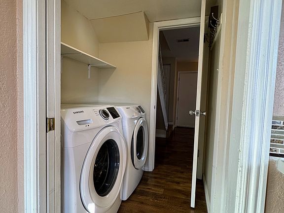 Laundry off living and kitchen. Doors in each entrance. Powder room at 3rd entrance.