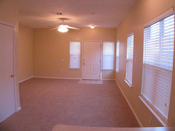 Open living area has high ceilings