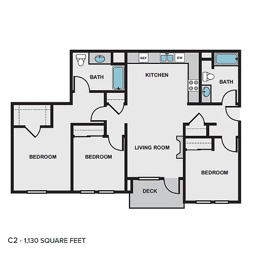 Floor plan 3 Bed 2 Bath B