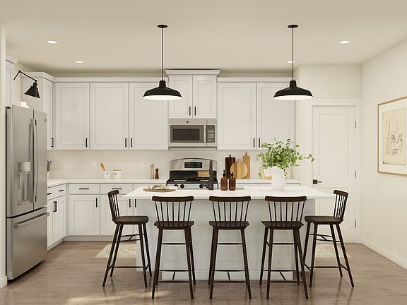 Beautiful kitchen with pendant lighting
