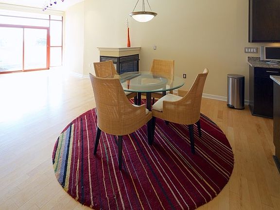 Dining with fireplace
