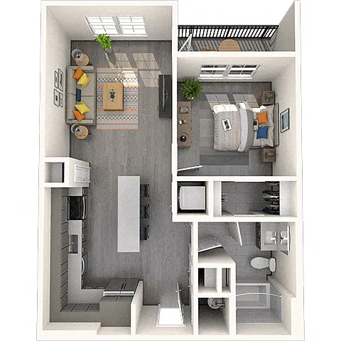 Floor plan A1 1X1 678-696 SF