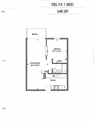 Floor plan Delta 1 bedroom