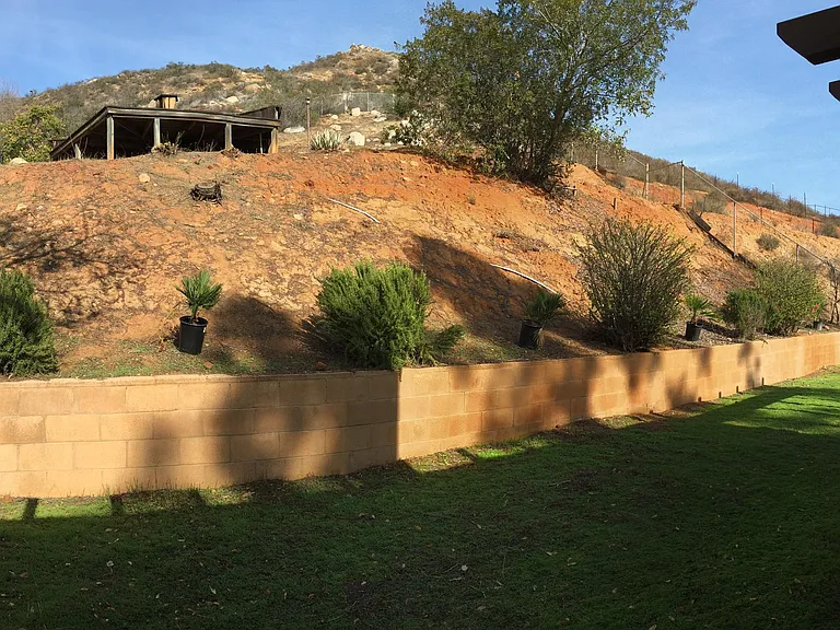 Backyard with large covered patio