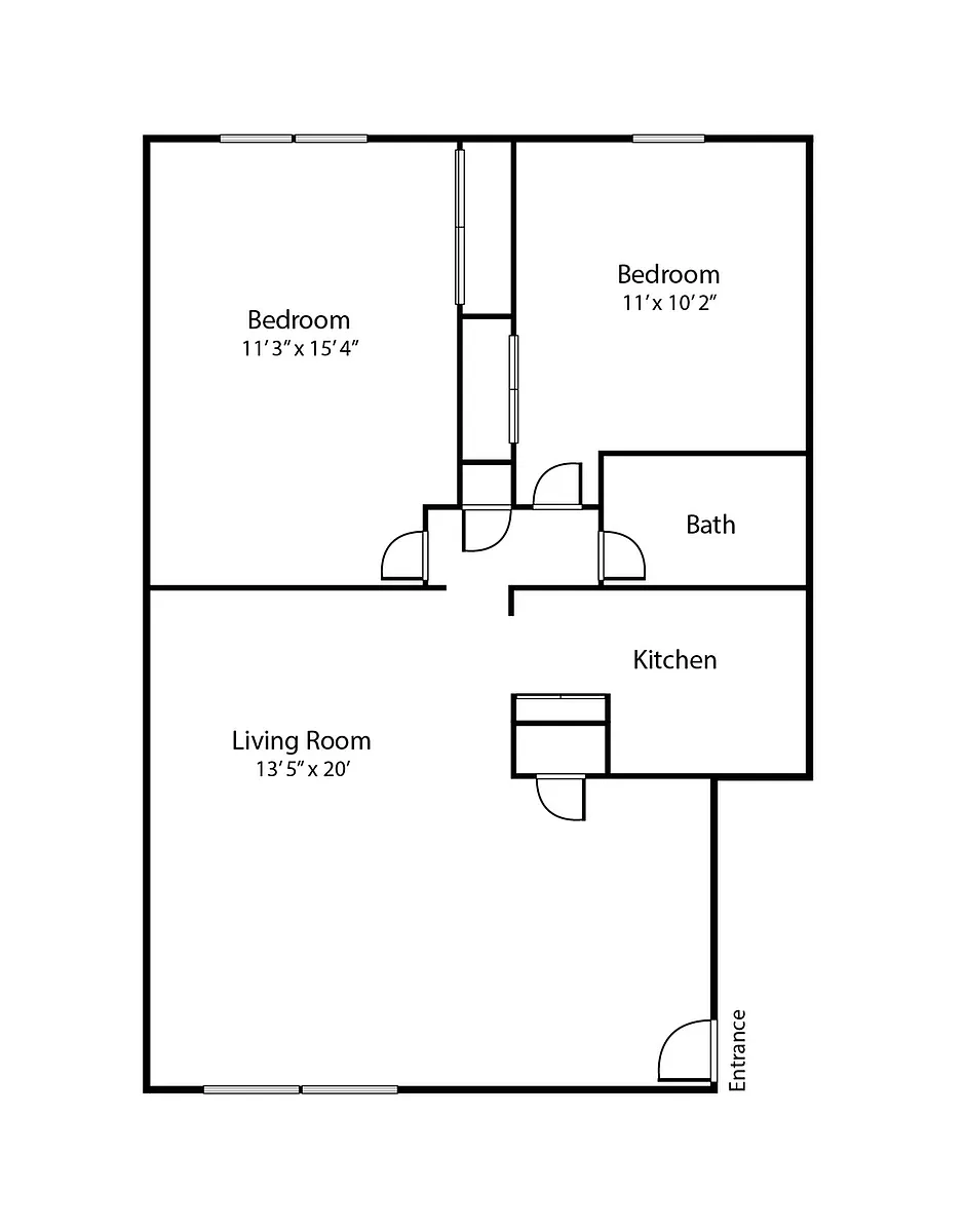Floor plan 2 Bedroom (Newly Renovated)