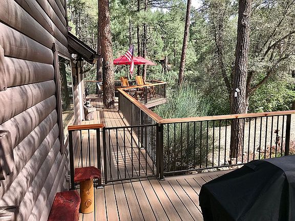 new deck, redwood rail