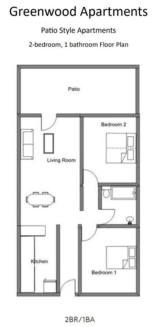 Floor plan 2br 1 bath