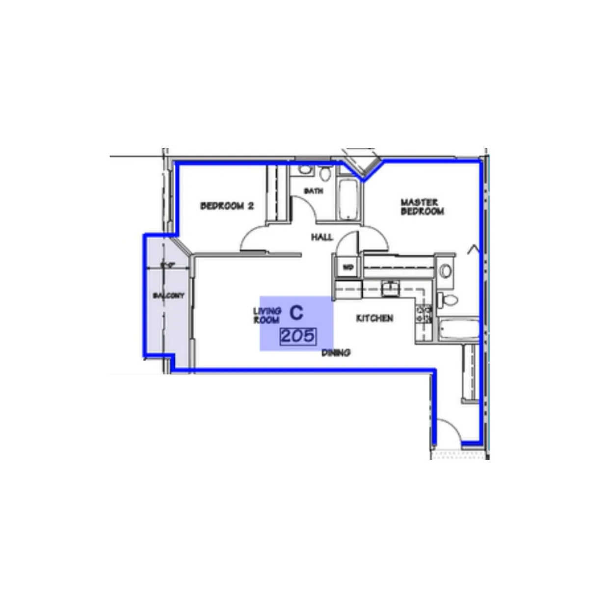 Floor plan C - 2 Bed 2 Bath