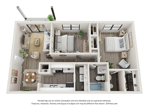 Floor plan 2 Bedroom 1.5 Bathroom