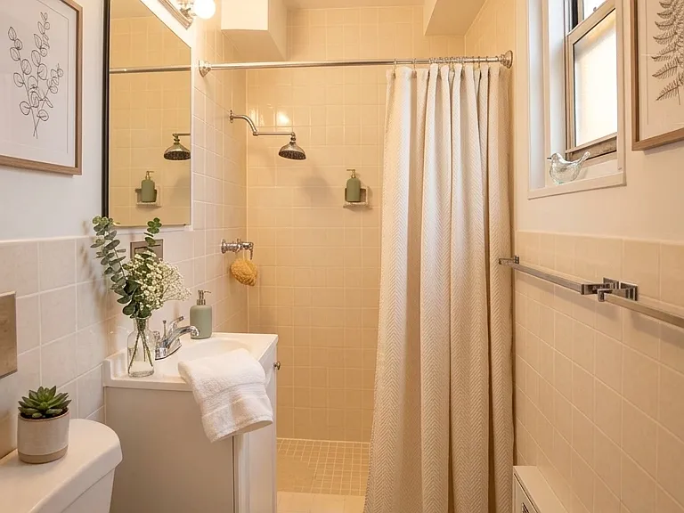 Master Bathroom. Ai-generated, size-true decor.
