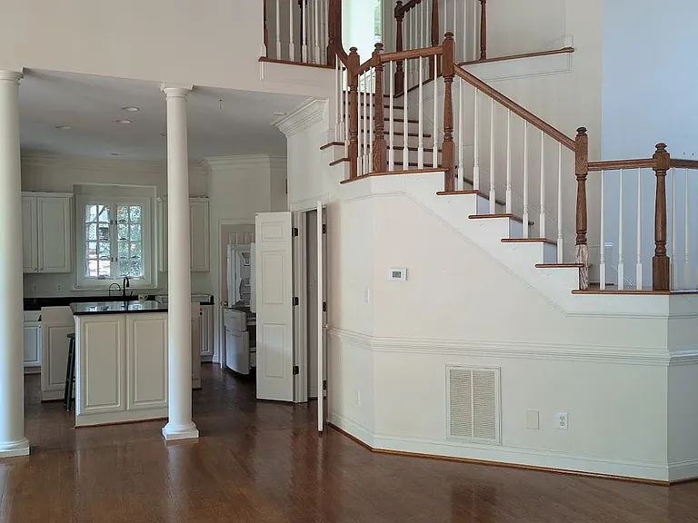 View into the Kitchen area from family/living room with Kitchen Island.