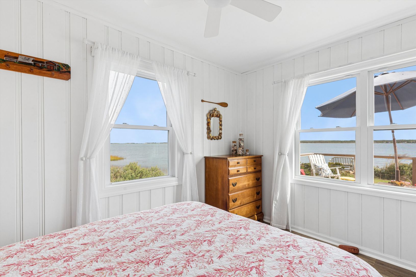 Bedroom one with water views