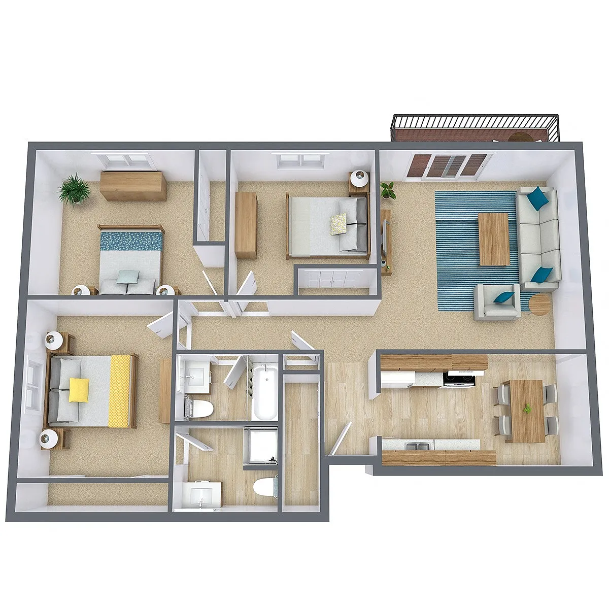 Floor plan Three Bedroom 32A