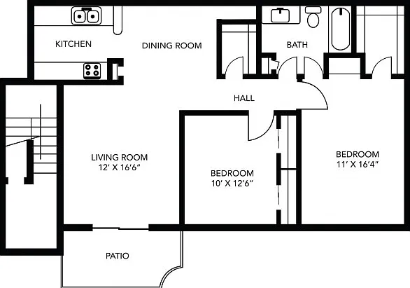 2 Bedroom 1 Bathroom -940 sf 2 Bedroom 1 Bathroom -940 sf
