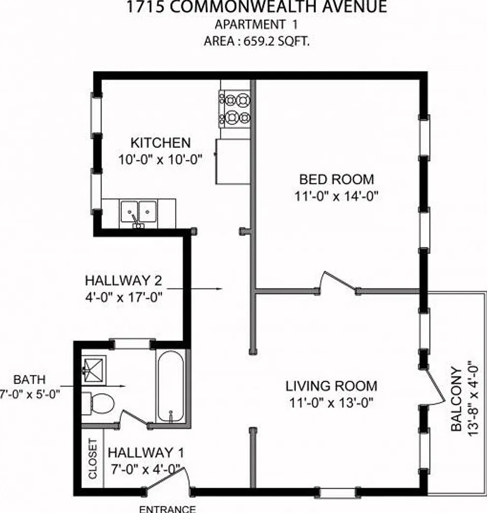 Huge 1 Bed w/ Balcony - On the Green Line — Photo 3
