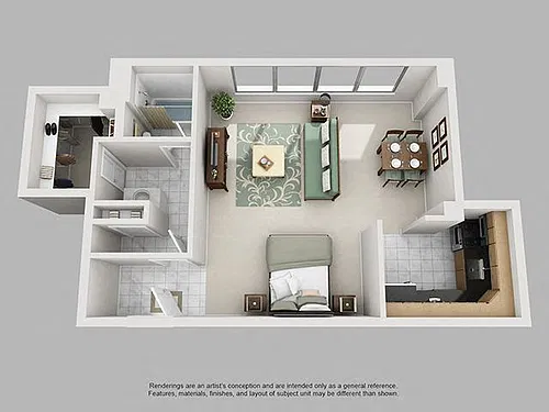 Floor plan Studio, 1 Bath 593 SF 01
