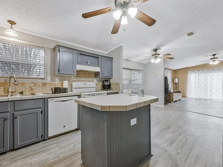 Kitchen, dining and 2nd living