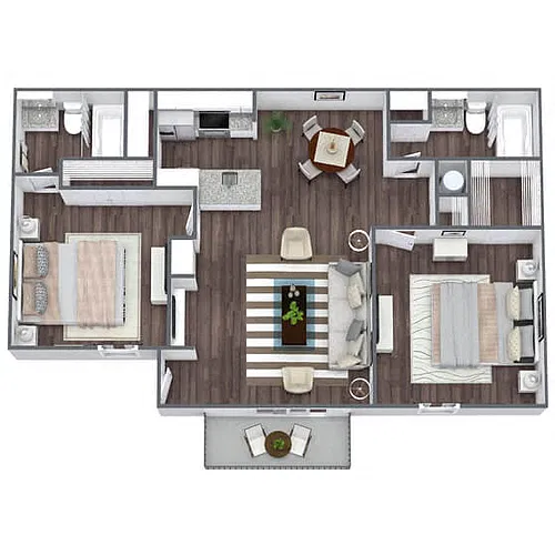 Floor plan B3: 2 Bed 2 Bath