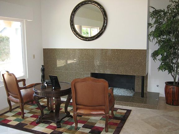 granite fireplace with glass