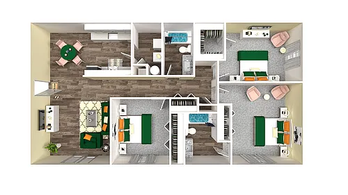 Floor plan Three Bedroom Two Bathroom