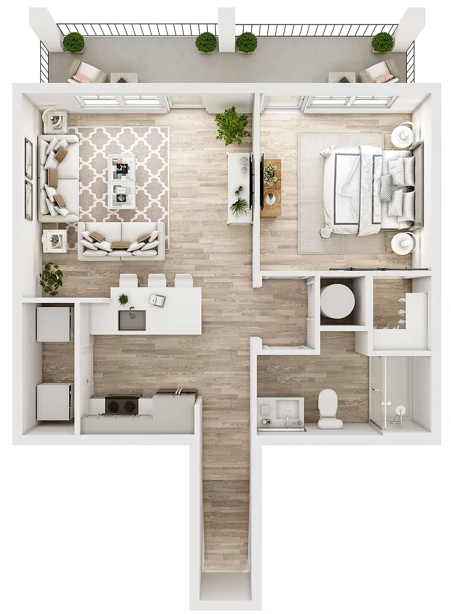 Floor plan A4U 1 Bed / 1 Bath