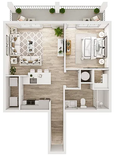 Floor plan A4U 1 Bed / 1 Bath