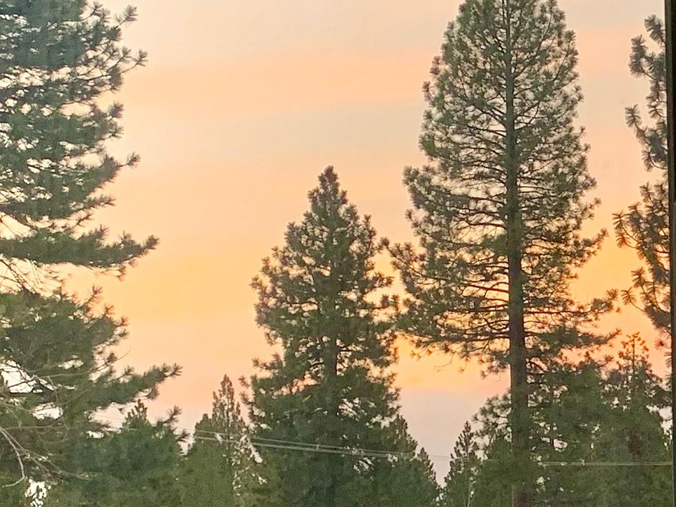 Sunrise view from bedroom window.