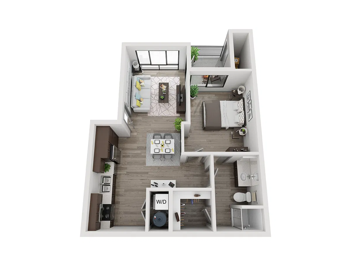 Floor plan One Bedroom 642 Sq Ft