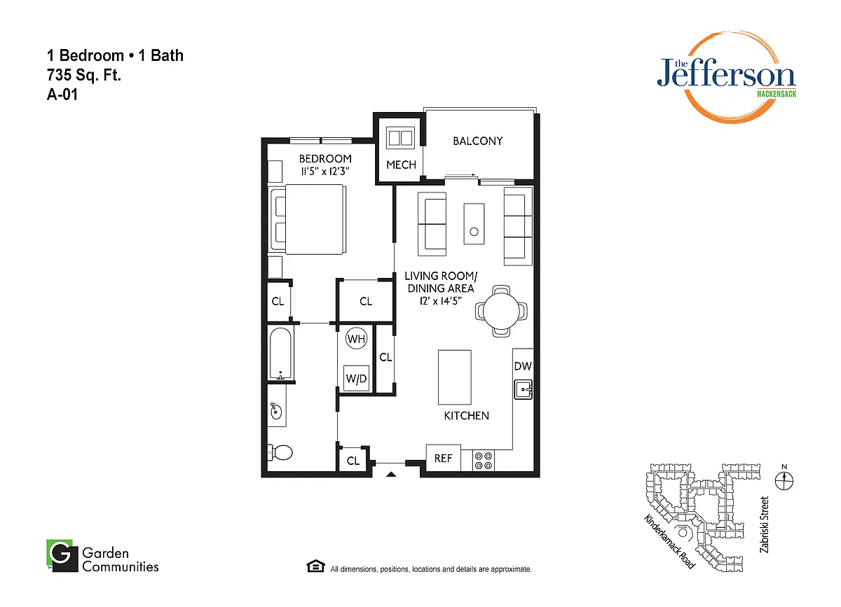 Floor plan $3.39/sq.ft. - A-01 One Bedroom