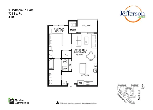 Floor plan $3.39/sq.ft. - A-01 One Bedroom