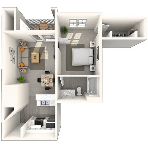 Floor plan Traditional 1x1 563-612 SF