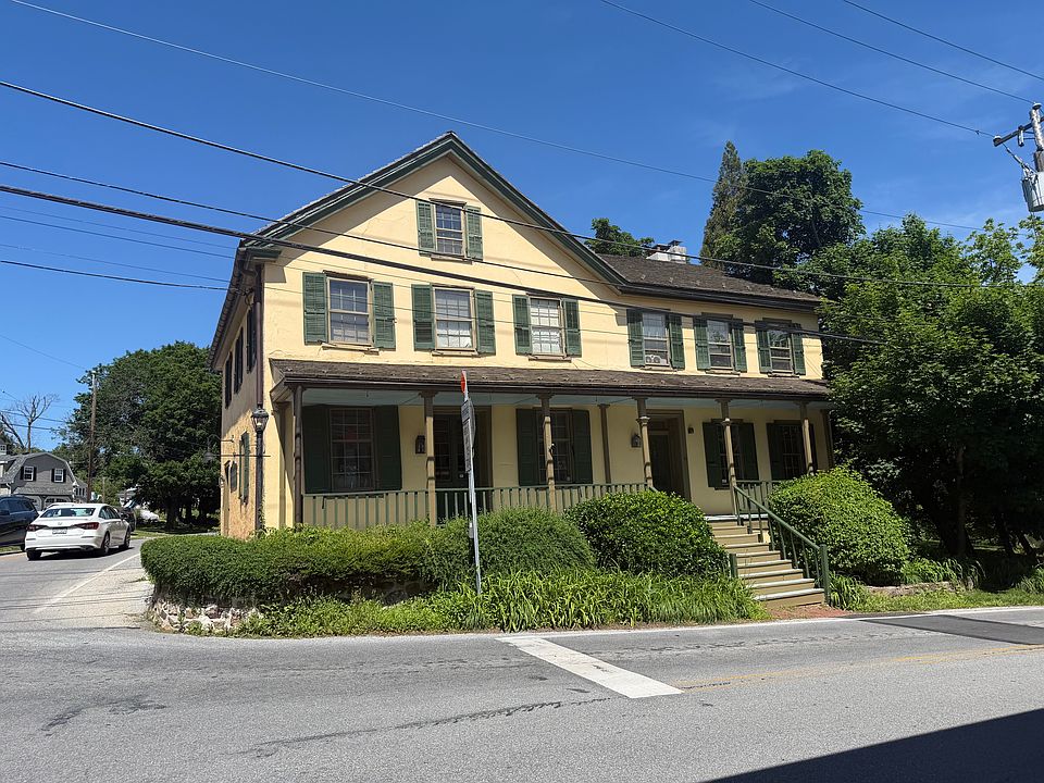 Exterior that faces Kimberton Inn with shared porch and the common entrance