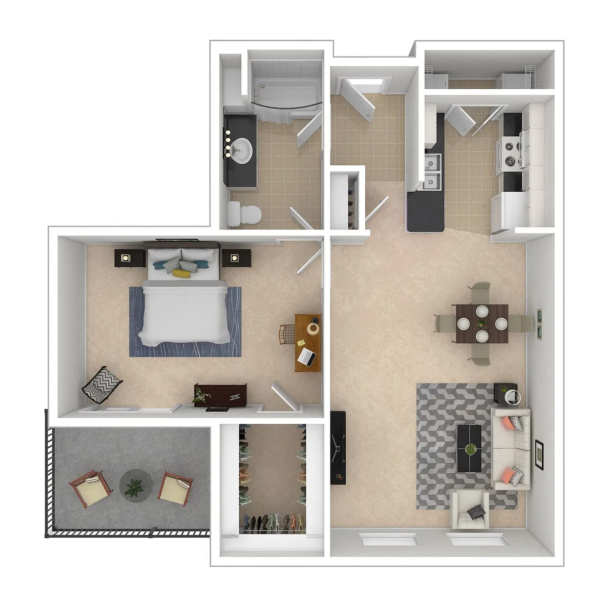 Floor plan 1x1 (patio)