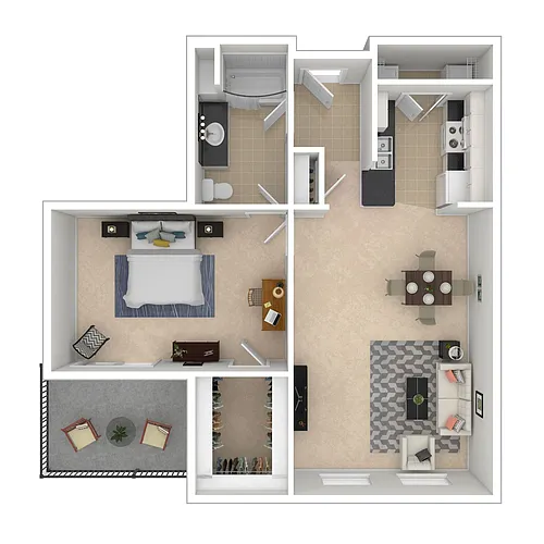 Floor plan 1x1 (patio)