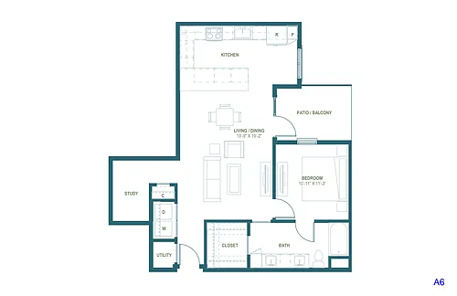 Floor plan A6 | 1 Bed | 1 Bath